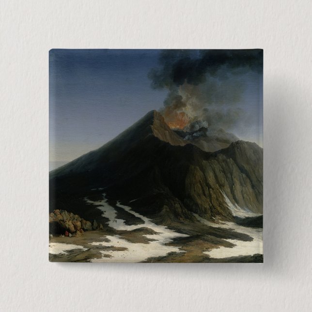 The Eruption of Etna 15 Cm Square Badge (Front)