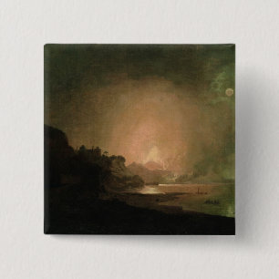 The Eruption of Mount Vesuvius 15 Cm Square Badge