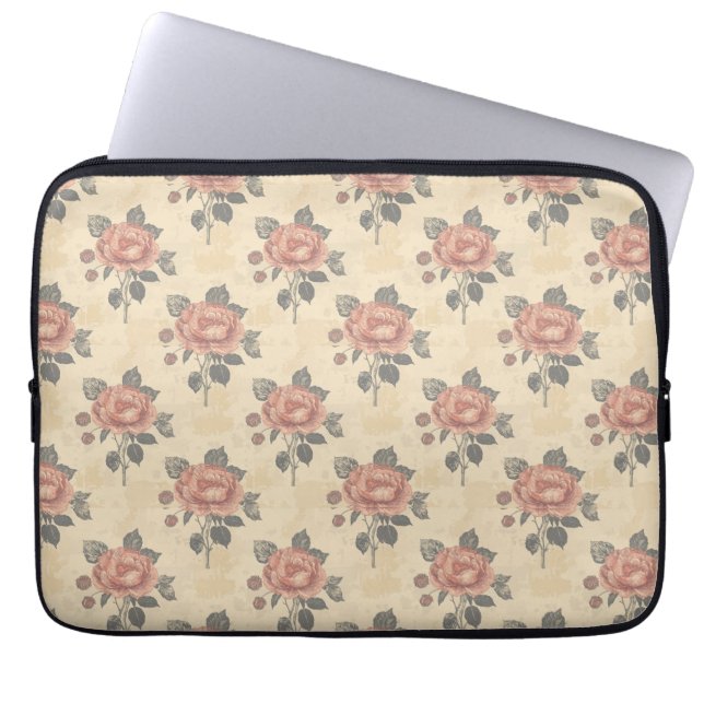 The essence of blooming grace pattern laptop sleeve (Front)
