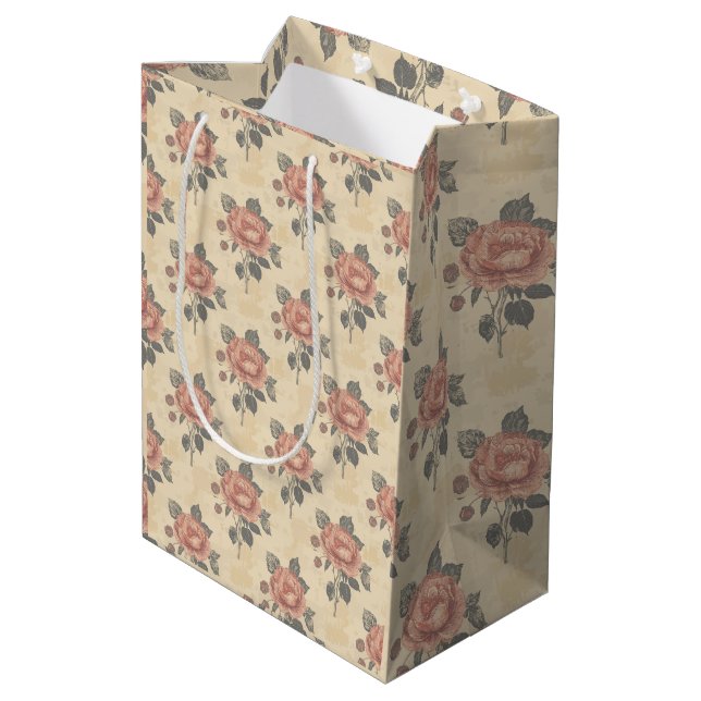 The essence of blooming grace pattern medium gift bag (Back Angled)
