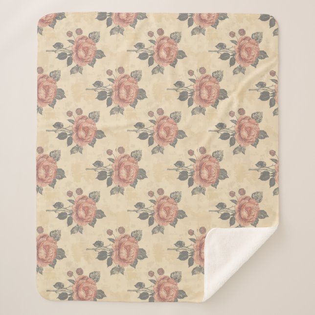 The essence of blooming grace pattern sherpa blanket (Front)
