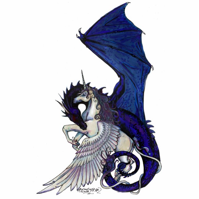 The Eternal Embrace Unicorn and Dragon Standing Photo Sculpture (Front)