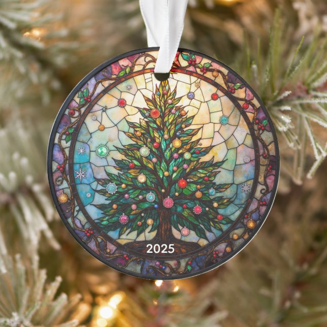 The Eternal Evergreen: Stained Glass Ornament (Tree)