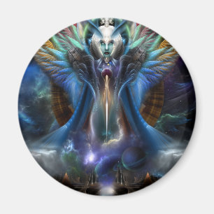The Eternal Majesty Of Thera Fractal Portrait Magnet