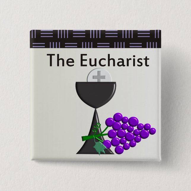The Eucharist Chalice and Grapes Design 15 Cm Square Badge (Front)