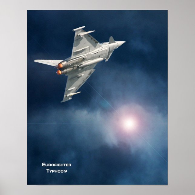 The Eurofighter Typhoon and a dark, dramatic sky Poster (Front)