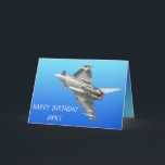 The Eurofighter Typhoon Birthday personalised Card<br><div class="desc">A happy birthday greetings card with greetings and words you can personalise.  It has a photo of the Eurofighter Typhoon - the worlds most advanced multi-role,  swing-wing combat aircraft,  on a shaded bright blue background. It's the perfect card for an aviation enthusiast.</div>