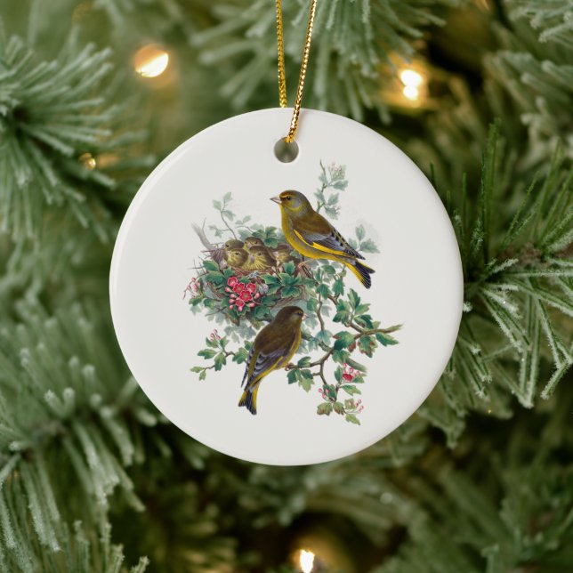 The European greenfinch, Tree  Ceramic Tree Decoration (Tree)