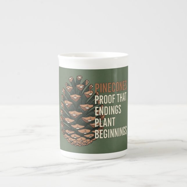  The Evergreen Promise - Pine cone design Bone China Mug (Front)
