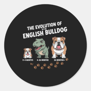 The Evolution Of An English Bulldog Funny  Classic Round Sticker