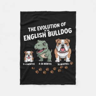 The Evolution Of An English Bulldog Funny  Fleece Blanket
