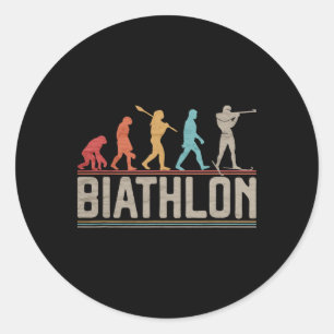 The Evolution Of Biathlon Target Shooting Xc Skiin Classic Round Sticker