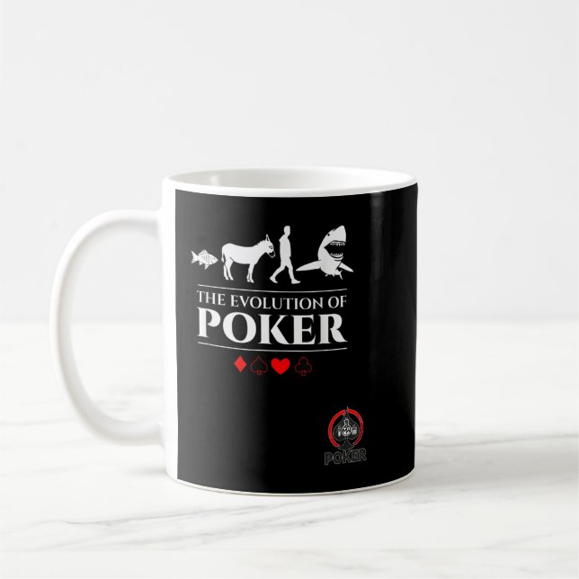 The Evolution of Poker Fish Donkey Man Card Shark  Coffee Mug (Left)