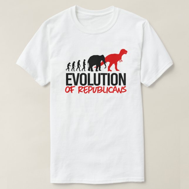 The Evolution of Republicans into Dinosaurs T-Shirt (Design Front)