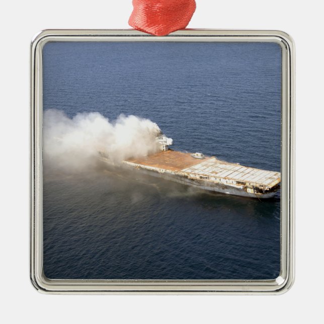 The ex-Oriskany, a decommissioned aircraft carr Metal Tree Decoration (Front)