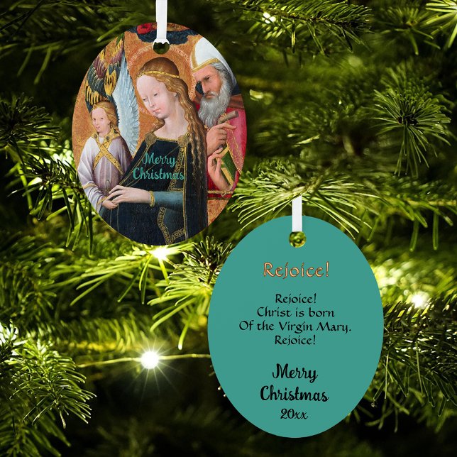 The Expectant Madonna with Saint Joseph Oval Metal Tree Decoration (Creator Uploaded)