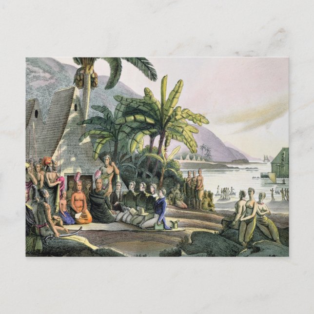 The Expedition Party and King Kamehameha I Postcard (Front)