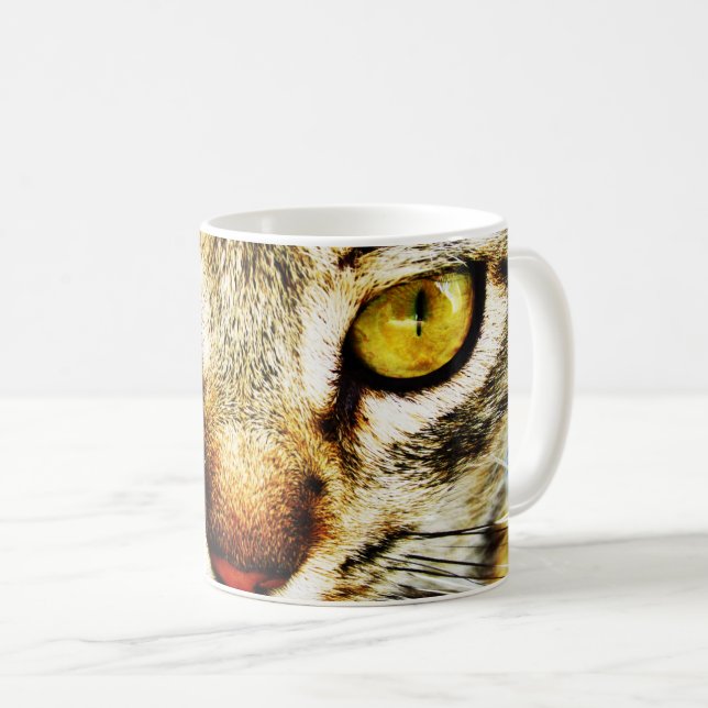 The expressive look of a domestic cat coffee mug (Front Right)
