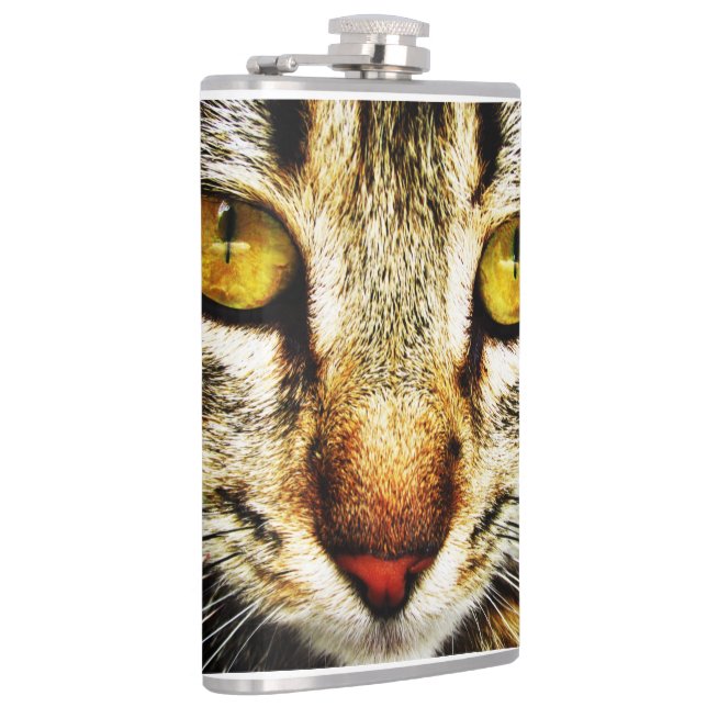 The expressive look of a domestic cat hip flask (Right)