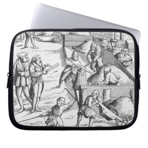 The extraction of metals, after a woodcut in 'Cosm Laptop Sleeve