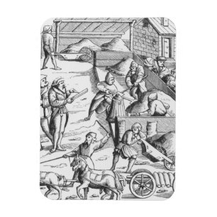 The extraction of metals, after a woodcut in 'Cosm Magnet