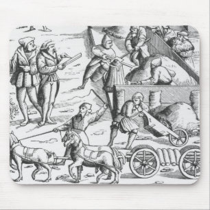The extraction of metals, after a woodcut in 'Cosm Mouse Mat