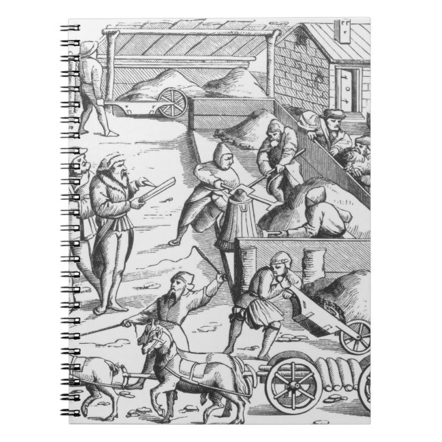 The extraction of metals, after a woodcut in 'Cosm Notebook (Front)
