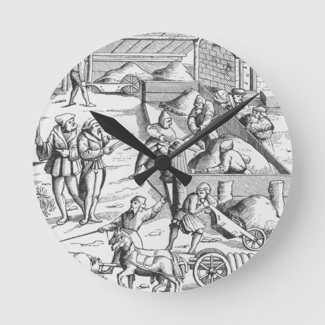 The extraction of metals, after a woodcut in 'Cosm Round Clock (Front)