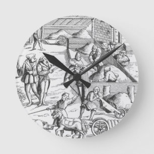The extraction of metals, after a woodcut in 'Cosm Round Clock