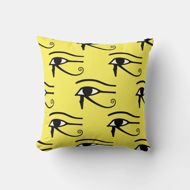 The Eye of Horus Pattern Yellow Background Cushion (Front)