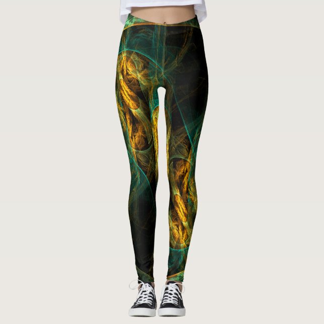 The Eye of the Jungle Abstract Art Leggings (Front)