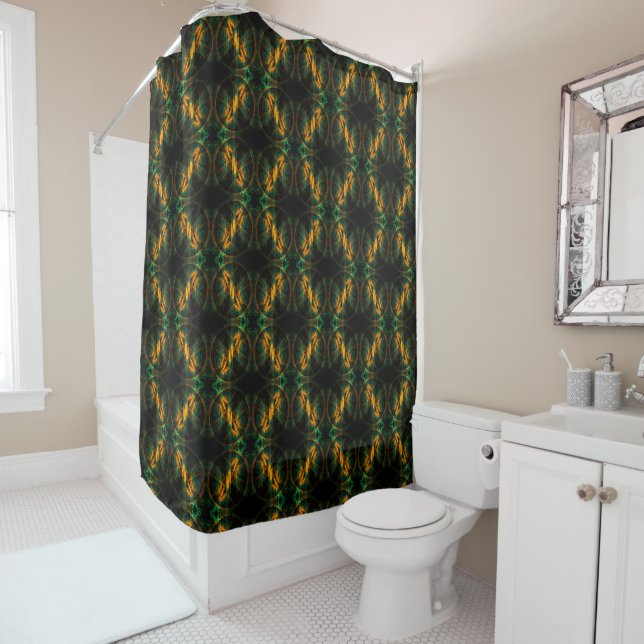 The Eye of the Jungle Abstract Art Shower Curtain (In Situ)