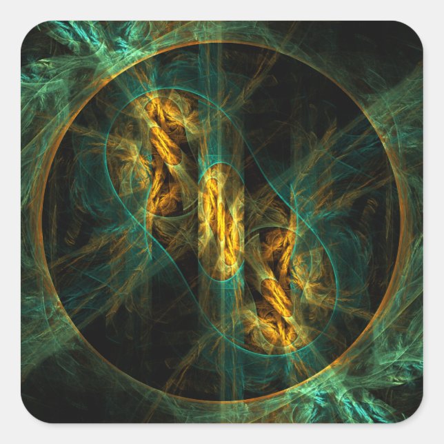 The Eye of the Jungle Abstract Art Square Sticker (Front)