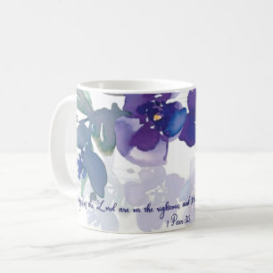 The eyes of the Lord, purple watercolor floral  Coffee Mug