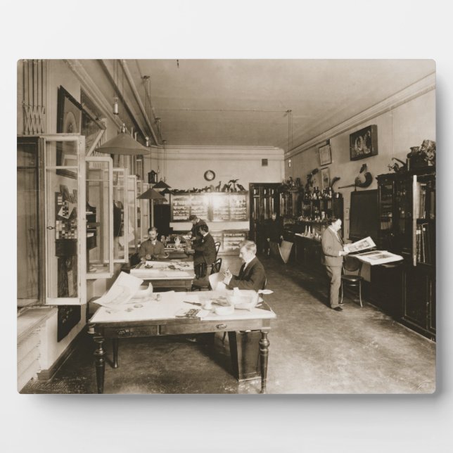 The Faberge Workshop (b/w photo) Plaque (Front)