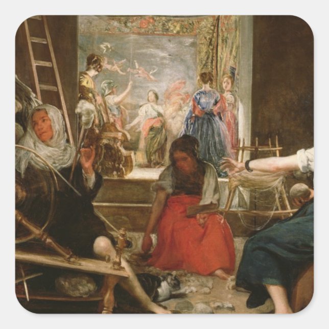 The Fable of Arachne, or The Spinners, c.1657 (oil Square Sticker (Front)