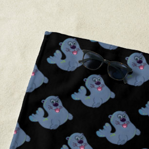 The Fabric Seal At Zazzle Mascot Logo Character Beach Towel