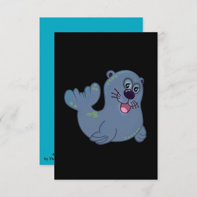 The Fabric Seal At Zazzle Mascot Logo Character Card (Front/Back)