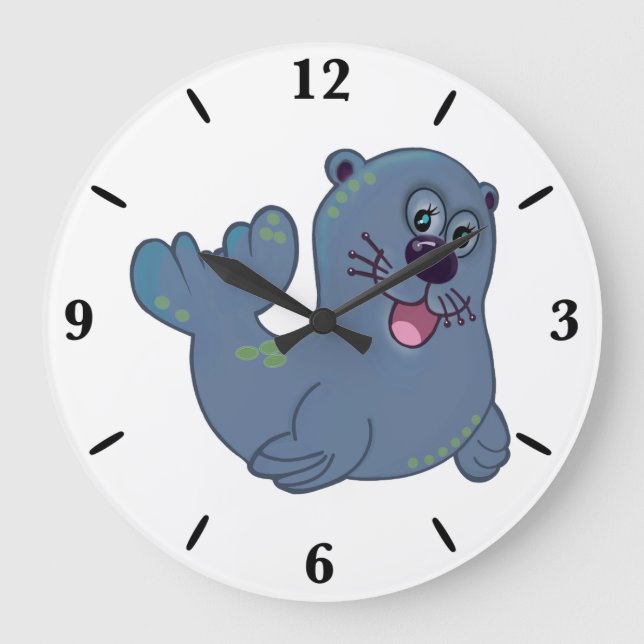 The Fabric Seal At Zazzle Mascot Logo Character Large Clock (Front)