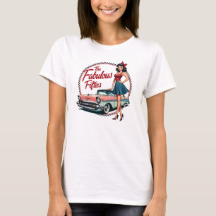 The Fabulous Fifties Retro Car Girl Graphic T-Shirt