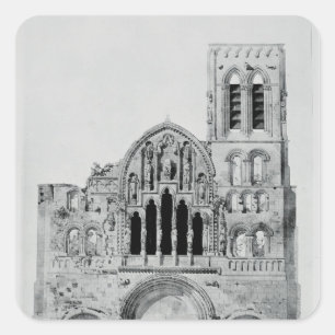 The Facade of La Madeleine de Vezelay Square Sticker