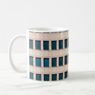 The facade of the modern building with rectangular coffee mug