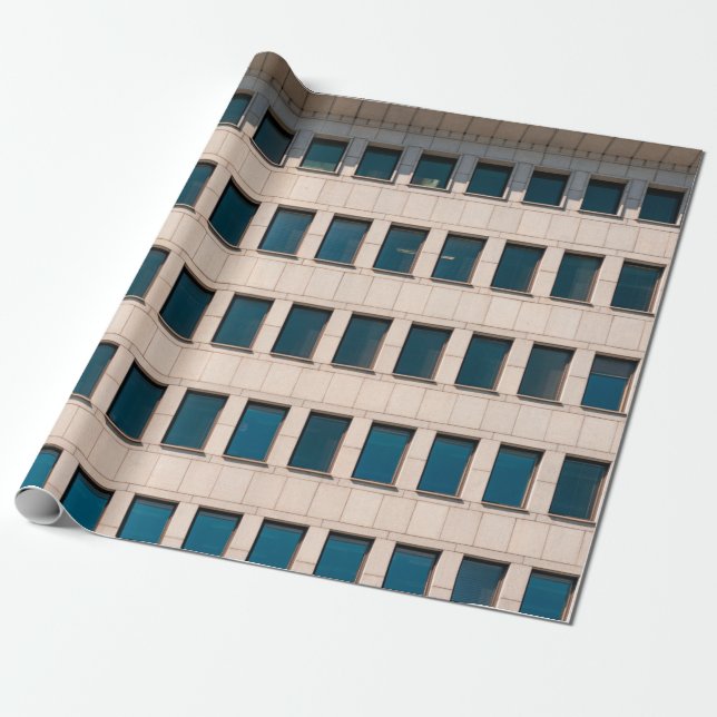 The facade of the modern building with rectangular wrapping paper (Unrolled)