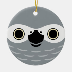 The face of a African Grey Parrot Ceramic Tree Decoration