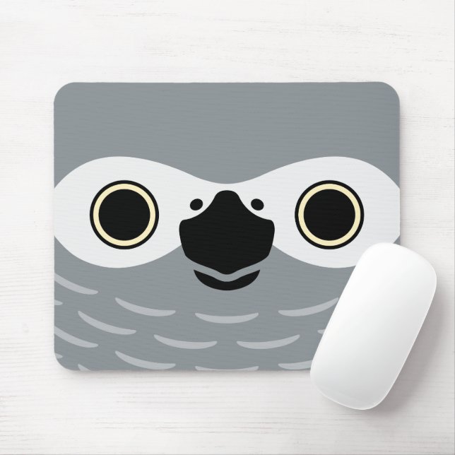 The face of a African Grey Parrot Mouse Mat (With Mouse)