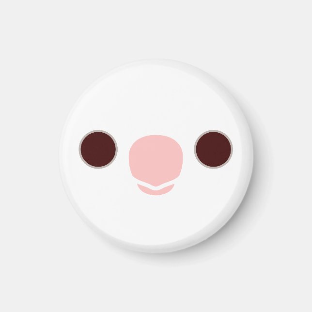 The face of a albino cockatiel magnet (Front)