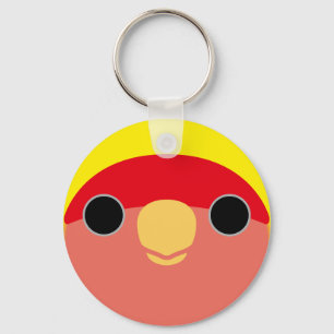 The face of a american yellow peach-faced lovebird key ring