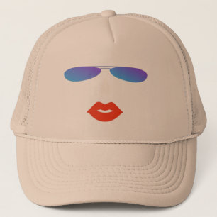 The Face of A Beautiful Woman Implied on a Khaki Trucker Hat