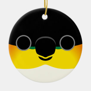 The face of a Black-headed Caique Ceramic Tree Decoration