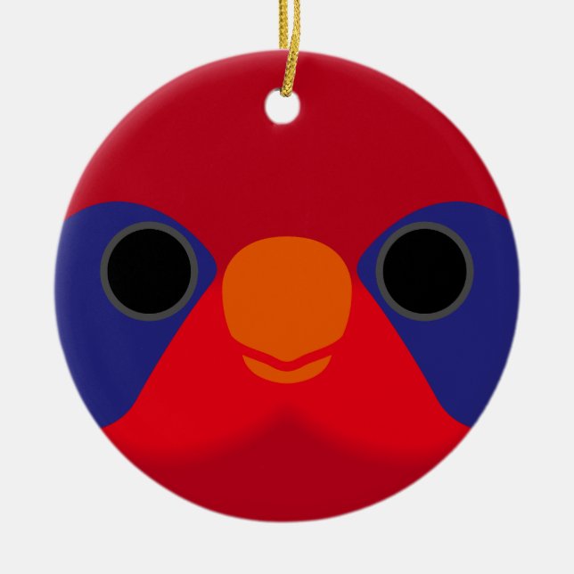 The face of a Black-winged lory Ceramic Tree Decoration (Front)